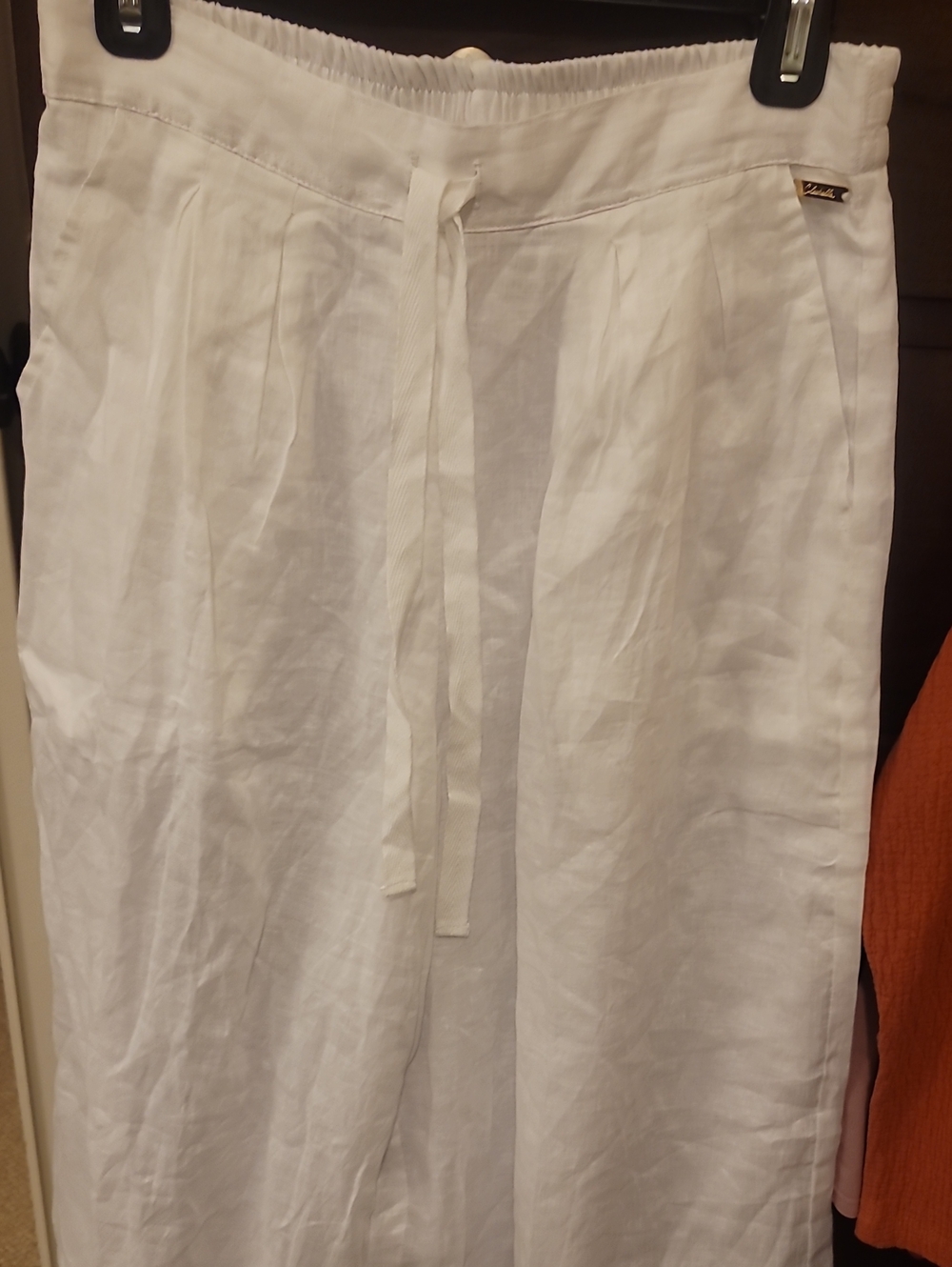 NWOT Cleobella White Wide-Leg Linen Drawstring Pants Fully Lined  Size Small